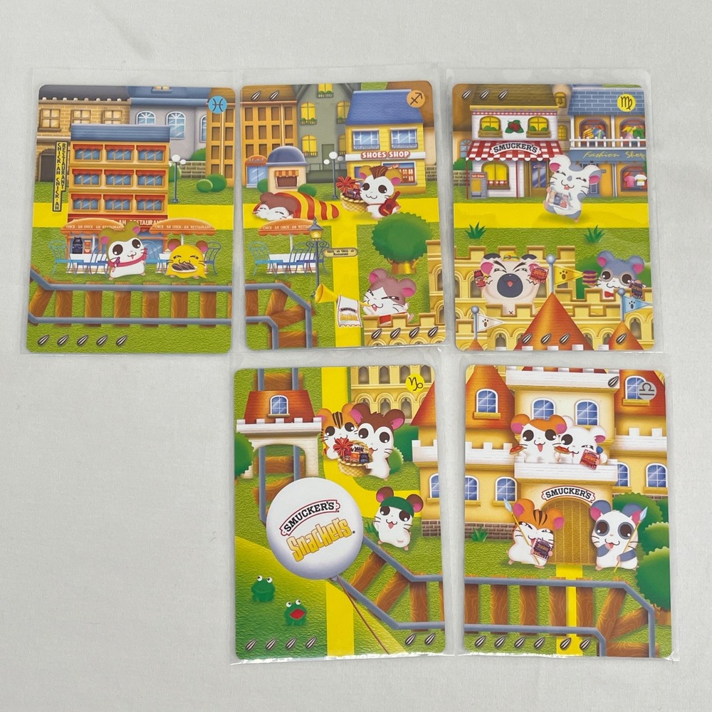 Hamtaro Smucker's Snackers Promo Card Set - Complete 5 Card Puzzle Back